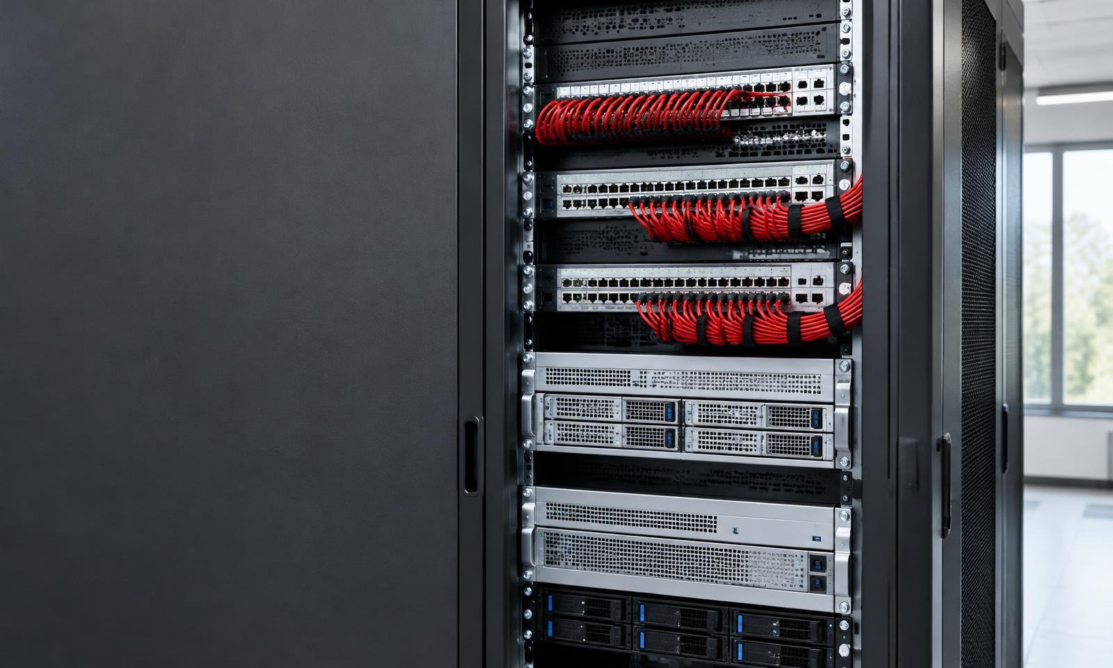 Baie réseau, serveurs et câblage Ethernet